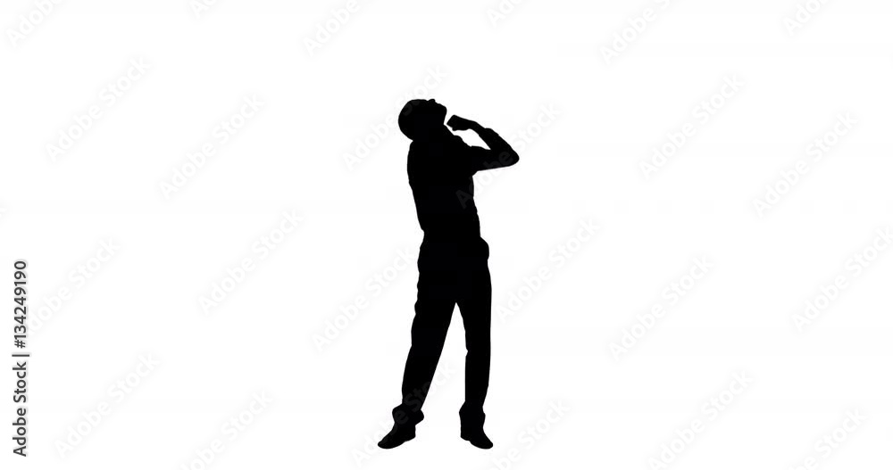 Silhouette of businessman celebrating victory Silhouette of businessman celebrating victory