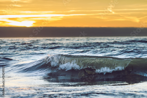 Fotografi Sunset in the empty beach in Curonian Spit, Neringa, Lithuania