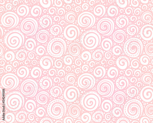 Pink lacy doodle curls romantic seamless pattern