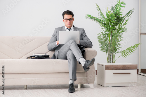 Businessman with laptop notebook sitting in sofa © Elnur