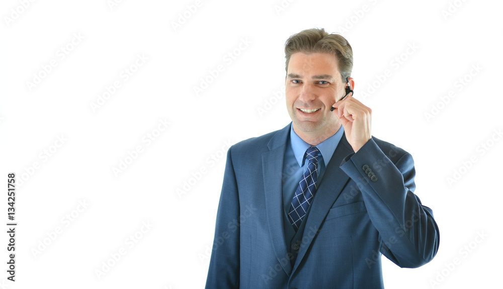 Business or sales man presenting or on a call with a client or customer service representative helping people Business or sales man presenting or on a call with a client or customer service representative helping people