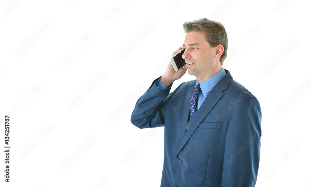 Business or sales man on the phone with client Business or sales man on the phone with client