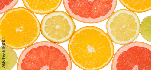 Abstract background of citrus slices. Close-up. Studio photography