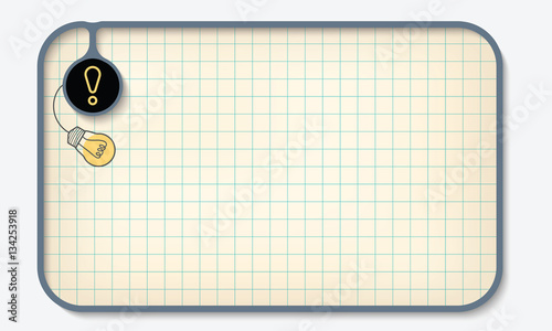 Text box for fill your text with graph paper and exclamation mar
