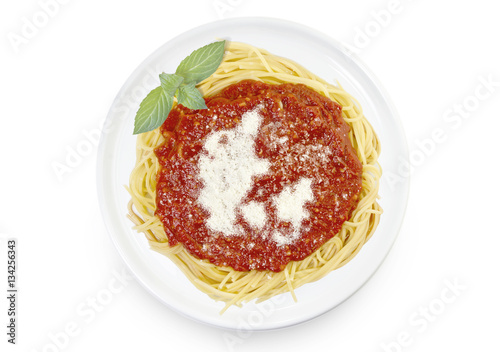 Dish of pasta with parmesan cheese shaped as Denmark.(series)