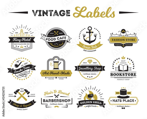 Shops And Cafe Vintage Labels 