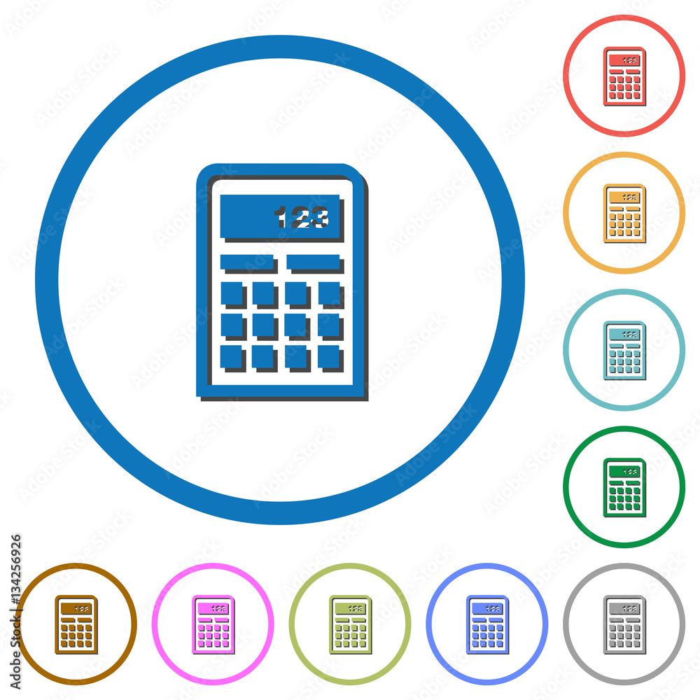 Calculator icons with shadows and outlines Calculator icons with shadows and outlines