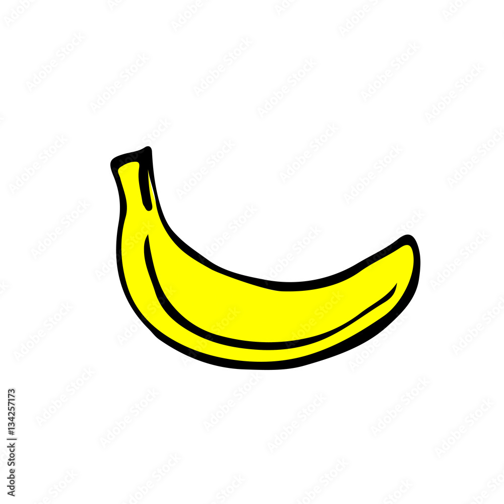 Vector icon - a yellow banana on a white background