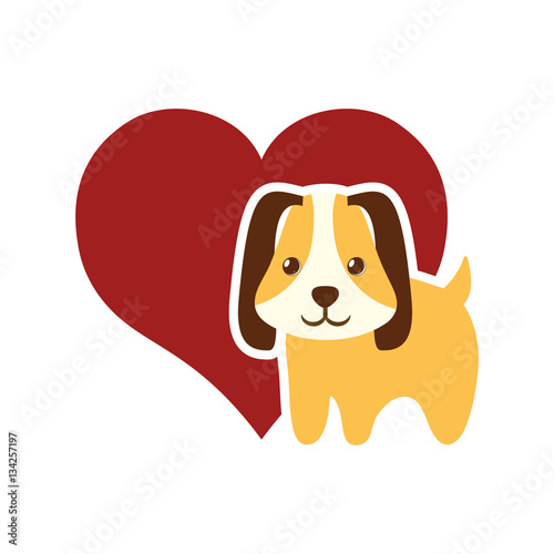 dog animal pet ear long red heart vector illustration eps 10