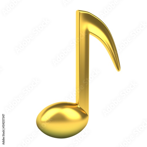 Golden music note. 3D