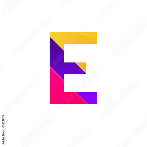 Abstract E letter icon funny flat sign vector logo design