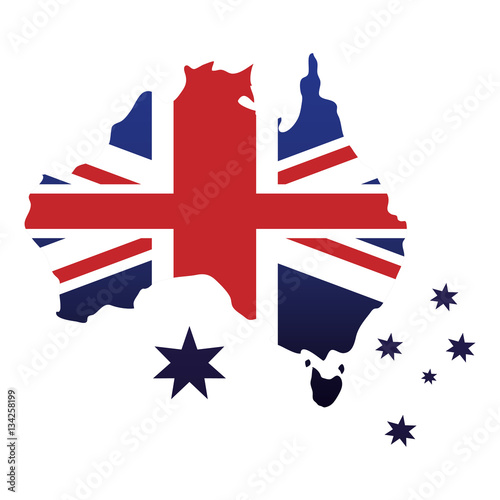australian flag map stars emblem icon vector illustration eps 10