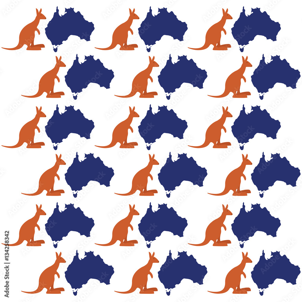 map kangaroo australia symbol seamless pattern vector illustration eps 10