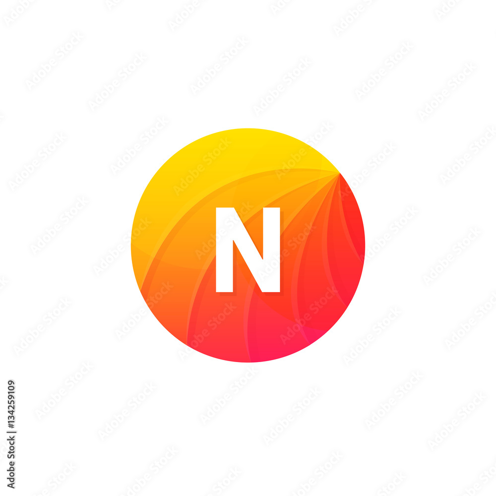 Abstract flat circle N logo letter symbol sign company icon vect Abstract flat circle N logo letter symbol sign company icon vect