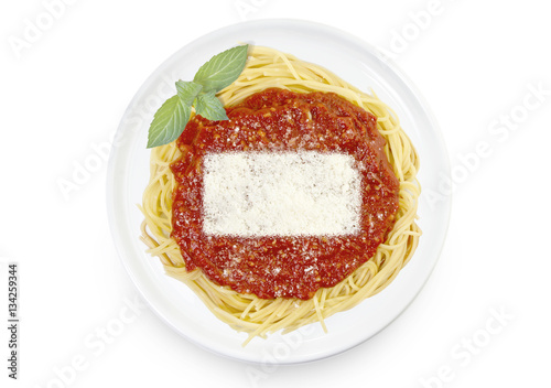 Dish of pasta with parmesan cheese shaped as Kansas.(series)