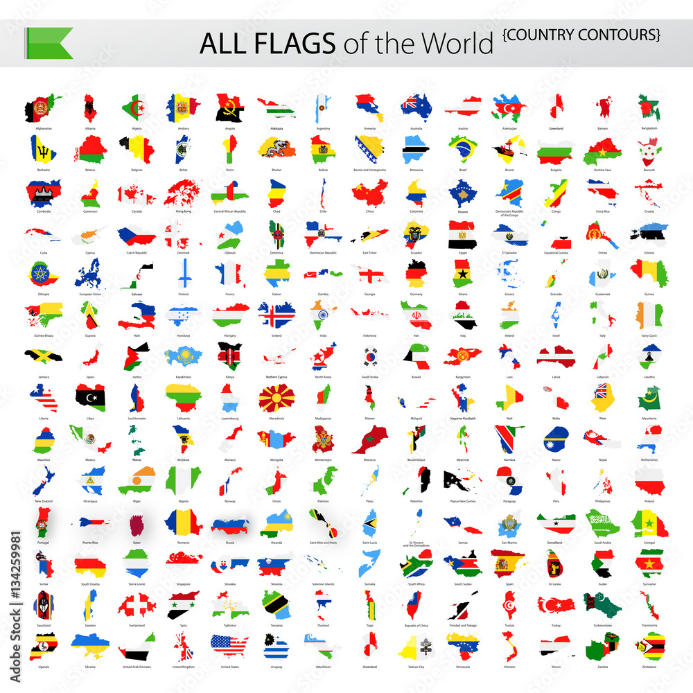All World Vector Flags - Country Contours