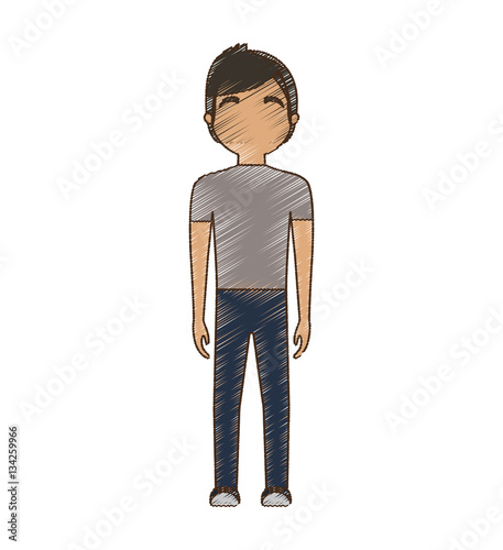 drawing avatar man tshirt and jeans standing vector illustration eps 10