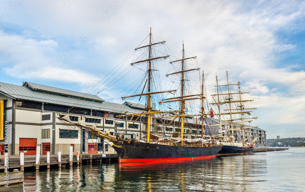 Vintage sailing ships in Sydney Harbour, Australia