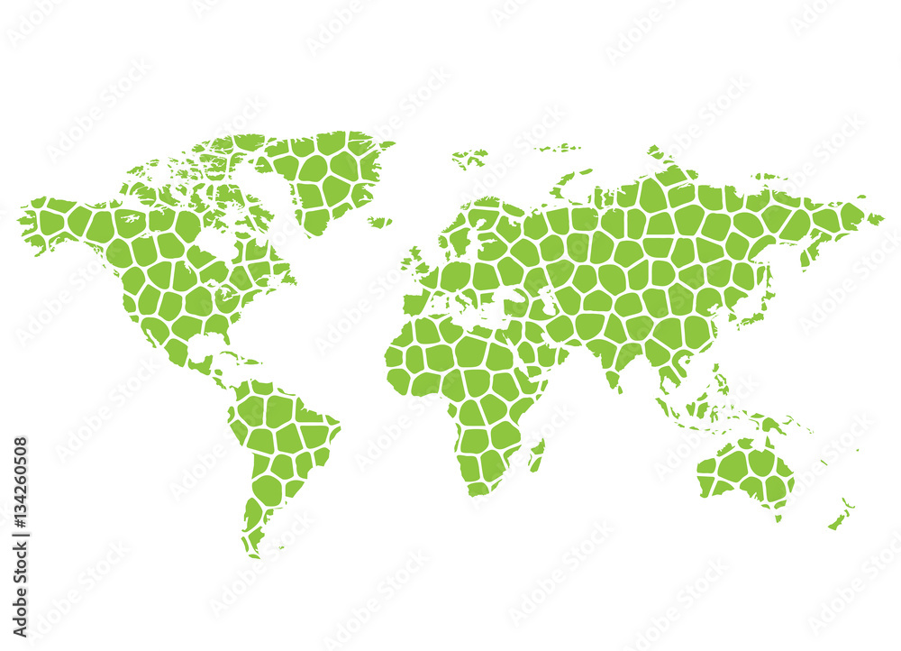 Abstract vector map of the world from the green grid Abstract vector map of the world from the green grid