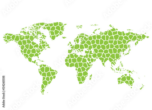 Abstract vector map of the world from the green grid