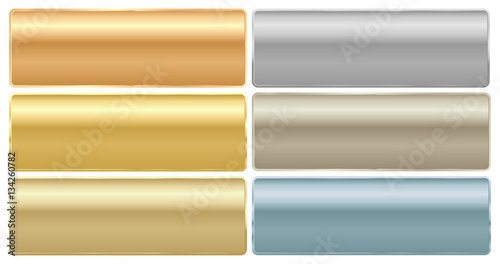 Vector set of long rectangular plates of different metals gold p