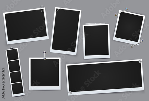 Classic retro style. Collection of vector template photo frame, Isolated on gray background. design for your photography and picture. Vector Illustration