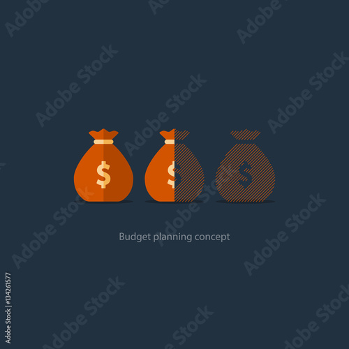 Financial investment plan, budget management, money deficiency, expenses vector