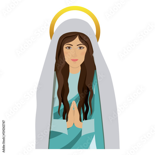 half body saint virgin mary praying vector illustration