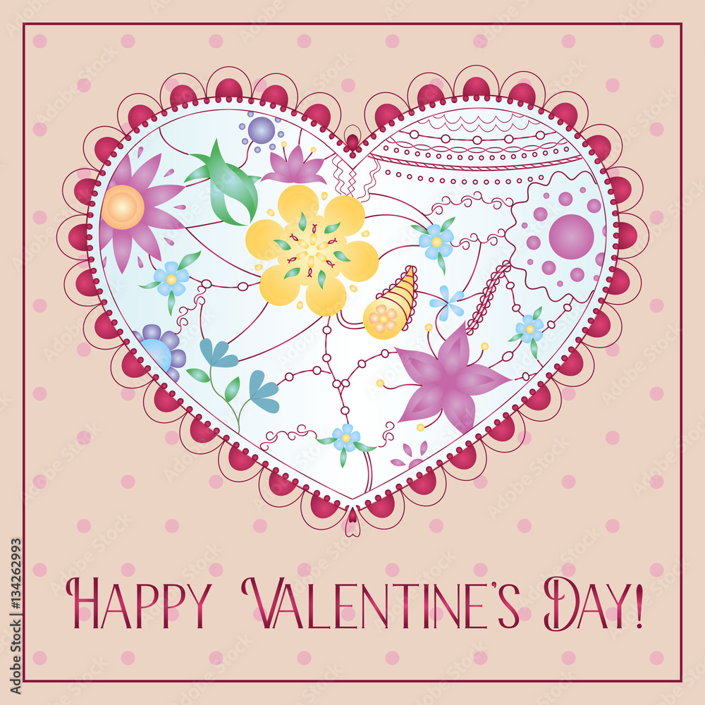 Happy valentine day card with gradient heart