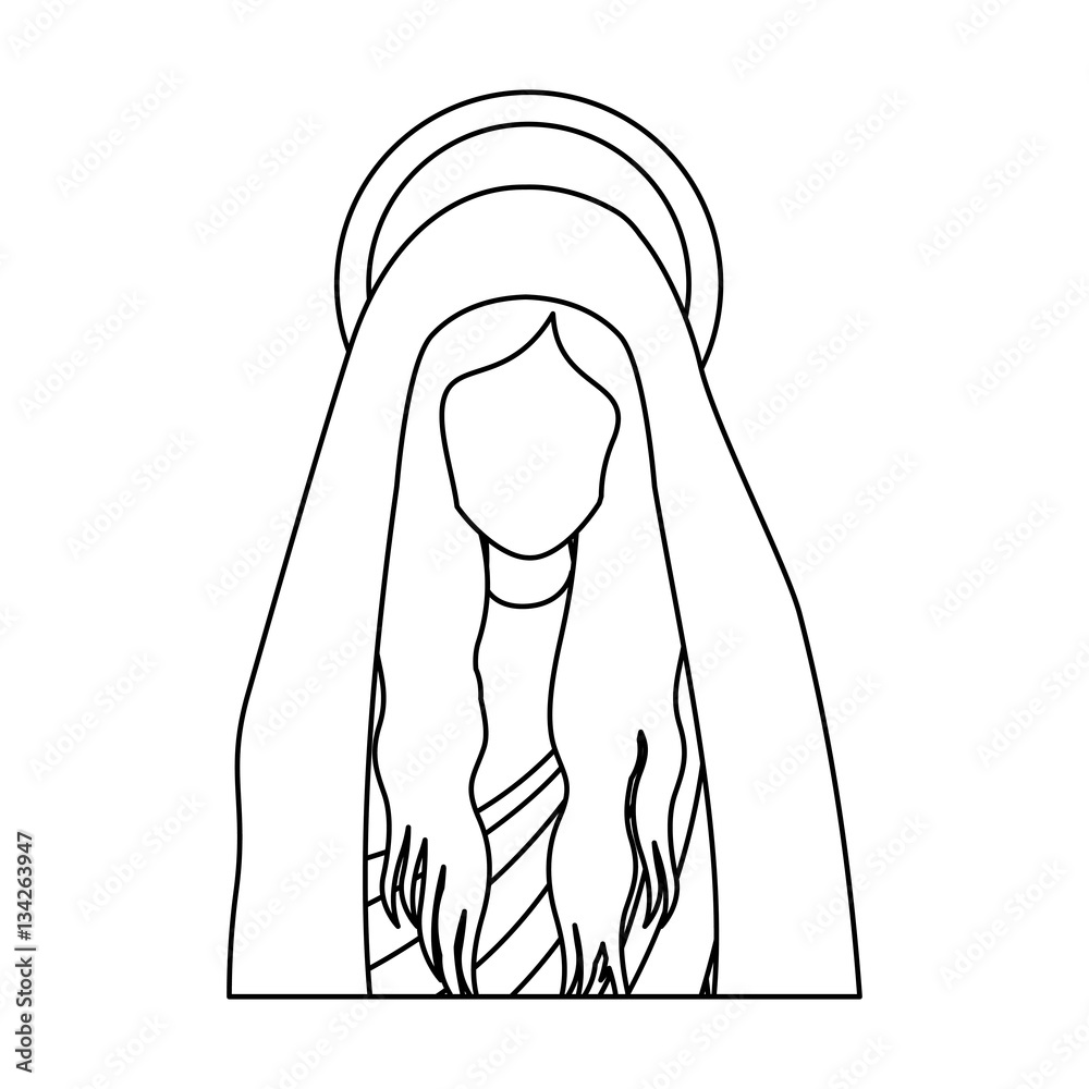 Silhouette Half Body Saint Virgin Mary Vector Illustration Stock Vector Adobe Stock 