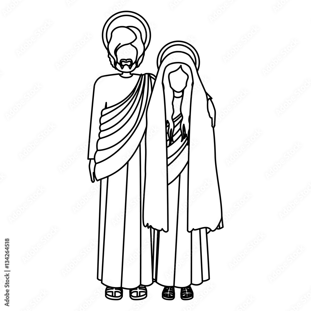silhouette virgin mary and saint joseph embraced vector illustration silhouette virgin mary and saint joseph embraced vector illustration