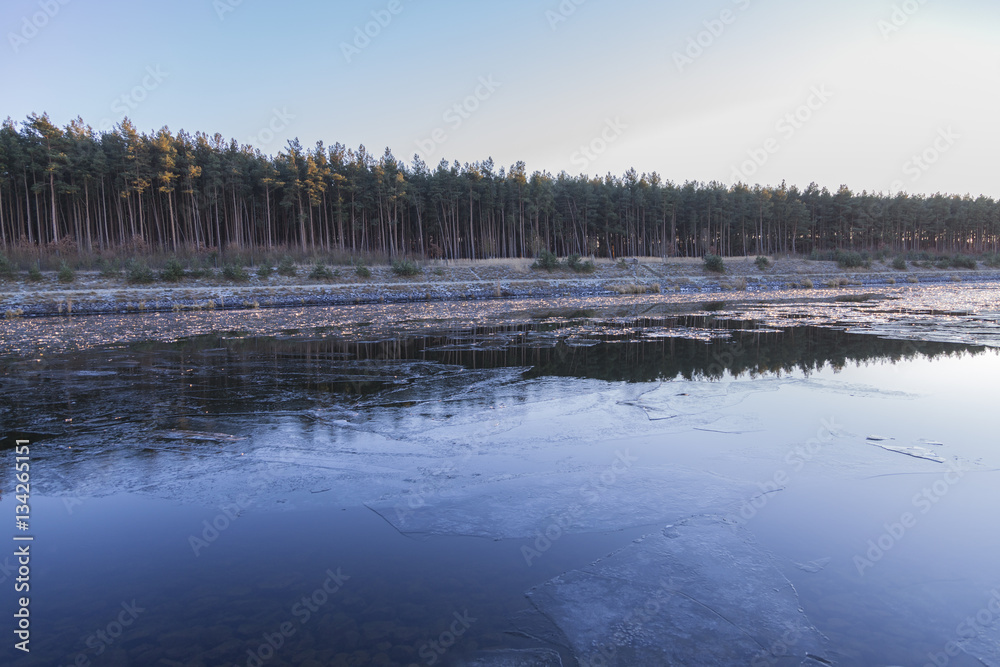 ice floas on a large river