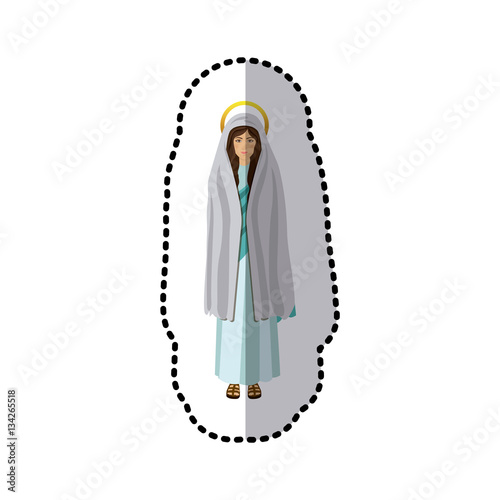 dotted sticker of saint virgin mary shading vector illustration