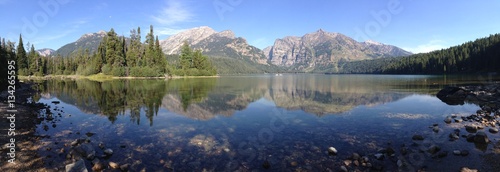 Lake with wonderful mountains behind it.