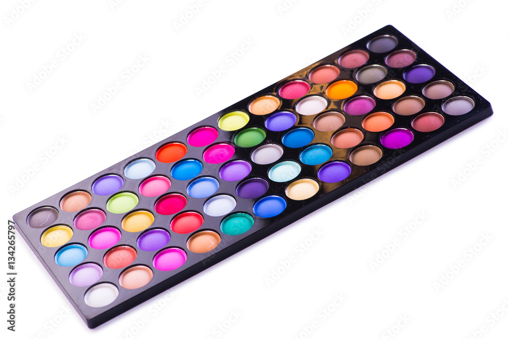 Set of colourful shadow for make-up isolated on white Set of colourful shadow for make-up isolated on white