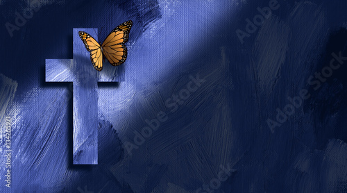 Photography Graphic Christian cross and butterfly