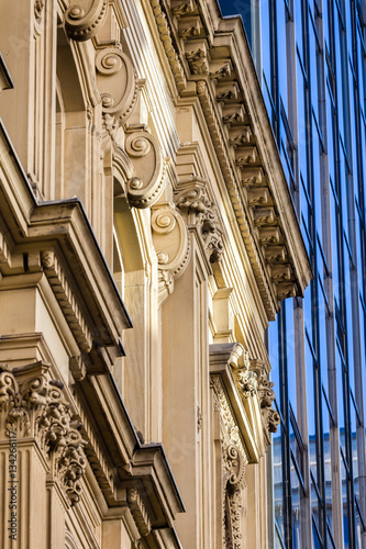 Canvas Print Contrasting architectural detail of old and new, Toronto, Canada.