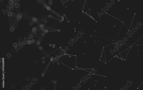 Abstract polygonal space low poly dark background, 3d rendering