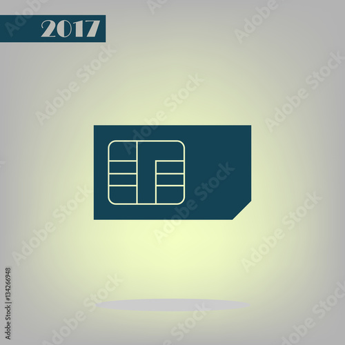 Flat paper cut style icon of a sim card