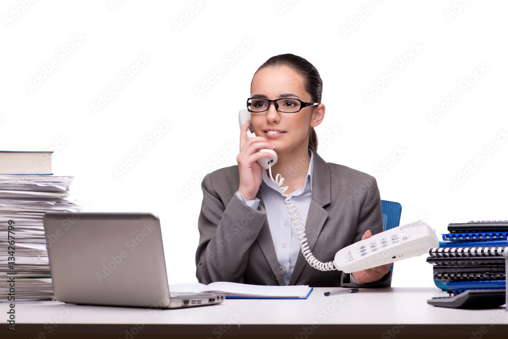 Young businesswoman in office isolated on white Young businesswoman in office isolated on white