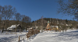 Church in Cereniste village in winter