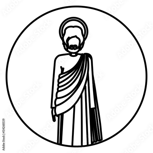 circular shape with silhouette standign saint josepf father