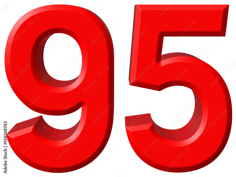 Numeral 95, ninety five, isolated on white background, 3d render Numeral 95, ninety five, isolated on white background, 3d render