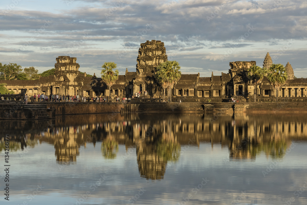 Angkor Wat temple in hot sunny evening