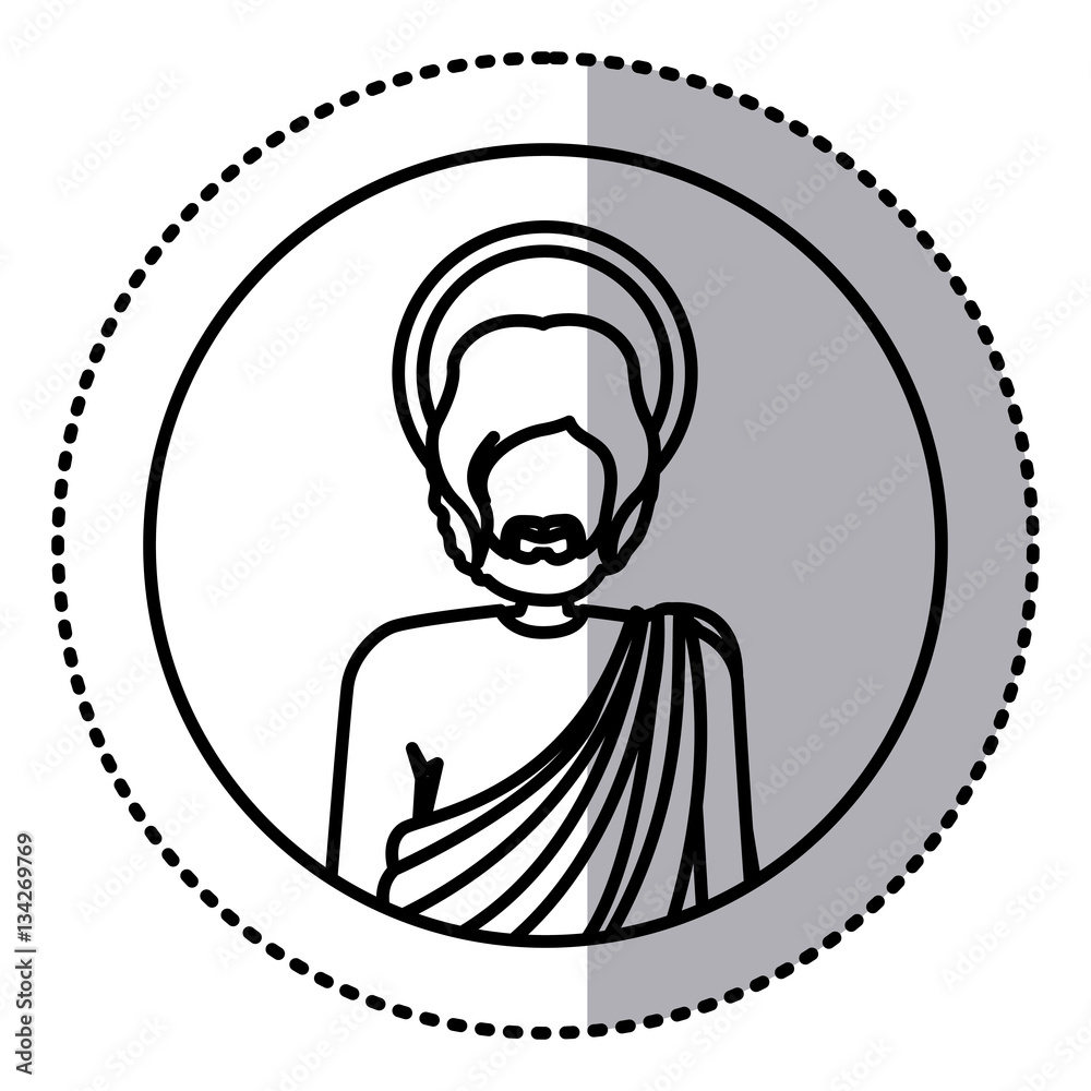circular sticker with contour half body figure human of saint joseph vector illustration circular sticker with contour half body figure human of saint joseph vector illustration