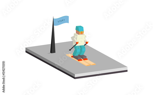 Ski man start, isometric