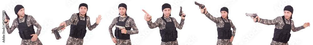 Soldier with gun isolated on white Soldier with gun isolated on white
