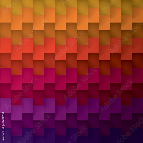 Volume realistic vector geometric rainbow texture  cubes  steps pattern  design wallpaper