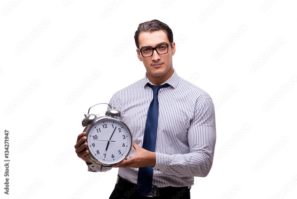 Young businessman in business concept isolated on white Young businessman in business concept isolated on white