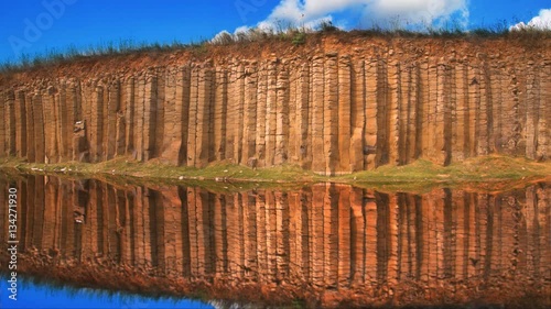 4K. Ultra HD The factor of columnar Joint in Taiwan. Basalt geology in the Penghu Archipelago. Penghu National Scenic Area photo